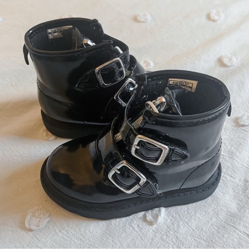 Patent leather boots